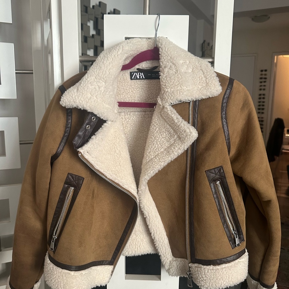 Zara Tan and Cream Shearling Jacket. Never been worn, brand new